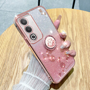 羅璐鷗OPPO A3活力版手機(jī)殼女款軟殼硅膠殼a3 活力版外殼支架全包防摔保護(hù)套女士水鉆漸變閃粉電鍍保護(hù)殼 【漸變玫瑰金】+指環(huán)支架+全屏鋼化膜 OPPO A3活力版