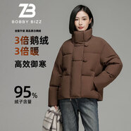 BOBBY BIZZ白鵝絨羽絨服女短款立領(lǐng)2024冬季新款小個(gè)子加厚寬松保暖韓版外套 咖色 S 【充絨量236g /125斤以內(nèi)】