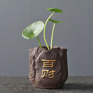 宇軒 指尖小茶寵紫砂紫創(chuàng)意泥彩繪花瓶迷你禪意小號(hào)五福花器擺件 單個(gè)指尖小花器--百財(cái)