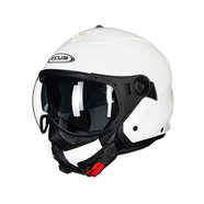 瑞獅瑞獅頭盔男女士四季通用摩托車(chē)半盔雙鏡片大碼夏季四分之三盔 白色(短鏡片) XL（59-60頭圍）