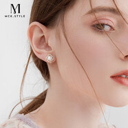 Mck 四葉草仿珍珠耳夾無(wú)耳洞女夾耳式耳環(huán)送女友新年禮物