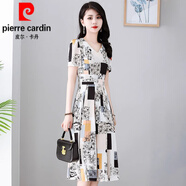 皮爾卡丹（pierre cardin）夏天連衣裙女士夏季2024新款精致女裝冰絲速干舒適中長裙子針 白色1 3XL