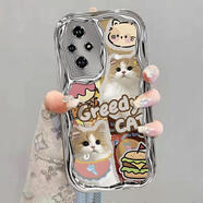 慕文適用榮耀200Pro手機殼100新款90電鍍80GT全包榮耀70漢堡貓狗60SE情侶50p可愛(ài)30S防摔20青春保護套8 z708漢堡貓 榮耀9X Pro