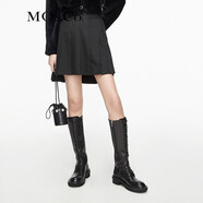 MO&Co.抗皺系列校園風(fēng)不規則百褶半身裙黑色設計感小眾裙子摩安珂 黑色 XS