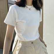 小白t白色正肩短袖女2024夏季新款小T恤丅i恤 2614-白色 S