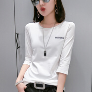 在禮七分袖t恤女新款2025年衣服寬松時尚中袖女款短袖百搭上衣潮流 七分袖-白 M