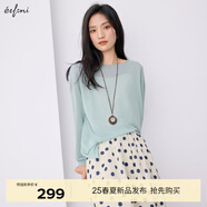 伊芙麗（eifini）伊芙麗圓領(lǐng)寬松慵懶風(fēng)長袖套頭針織衫女薄款上衣女2025夏裝新款 冰點(diǎn)藍(lán) S 80-110斤