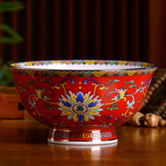 景德鎮陶瓷碗金邊福壽碗定制回禮中式家用米飯碗面湯碗仿古餐具碗 6英寸金邊紅粉彩壽字