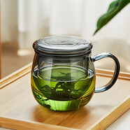 美斯尼 玻璃杯泡茶杯創(chuàng  )意墨色玻璃泡茶器 茶水分離杯居家辦公茶具 墨色杯  500ml