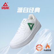 匹克（PEAK）大三角板鞋子男低幫透氣軟底簡(jiǎn)約百搭休閑運動(dòng)鞋男女款休閑板鞋女 DM441207大白/草綠（加絨） 41