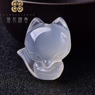 落花啼春   白玉髓白瑪瑙小狐貍吊墜項鏈仙靈狐毛衣鏈diy水晶掛墜女禮物 附帶紅色吉祥結掛墜繩