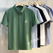 簡(jiǎn)約刺繡翻領(lǐng)短袖T恤男士polo潮牌寬松上衣服潮流帶領(lǐng)t恤衫 綠色 XL