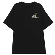 森女部落千里江山系列T恤 基礎款打底衫新中式高支棉短款T恤東方簡(jiǎn)奢風(fēng) 黑色T恤(單品)（單件） M