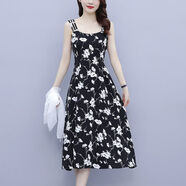 尚簡(jiǎn)紛女裝超火2025新款瑞麗大花顯瘦吊帶裙連衣裙秋季開(kāi)衫披肩式薄款防 單件吊帶裙 2XL 125--135斤