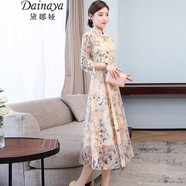 黛娜婭（Dainaya）旗袍女2025春夏新款中式女裝中國風(fēng)日常改良復(fù)古漢服連衣裙 2707 杏色 M