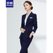 羅蒙（ROMON）2024新款職業(yè)西裝套裝女珠寶店售樓部酒店前臺接待工裝西服女 西裝上衣+褲子【藏青色】 L