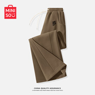 名創(chuàng  )優(yōu)品（MINISO）休閑褲女2025秋季新款女裝寬松顯瘦小個(gè)子穿搭潮流簡(jiǎn)約直筒運動(dòng)褲 咖色(m草寫(xiě)哥特褲標) 2XL (體重150-170斤)