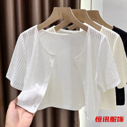 美梵朗蕾絲短袖開(kāi)衫女夏季外搭遮陽(yáng)披肩短款洋氣空調(diào)衫罩衫上衣 白色-女針織衫開(kāi)衫 M -女針織衫開(kāi)衫