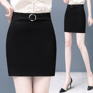 魅力棠半身裙女春秋2023年新款松緊高腰彈力顯瘦包臀裙氣質(zhì)西裝一步短裙 黑色 M/27(95-105斤)