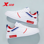 特步男鞋運動(dòng)鞋男2025年秋冬新款皮面休閑鞋潮流復古舒適老爹鞋板鞋男 白紅蘭-5003 42