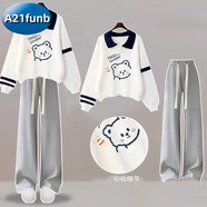 A 21 FUNB大童女裝秋裝2025新款套裝初中生春秋洋氣時(shí)髦衛衣闊腿褲12到15歲 白衣+灰褲【中大童女裝秋季套裝 160 cm 建議身高150-160