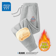 真維斯（JEANSWEST）加絨褲男秋冬新款加厚羊羔絨長(cháng)褲子男冬季抗寒保暖棉褲男士休閑褲 麻灰 彩色潮牌_K L