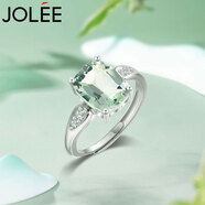 JOLEE戒指女S925銀綠水晶指環(huán)彩色寶石輕奢均碼飾品送女士禮物一物一證