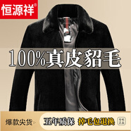 恒源祥海寧男士冬季金貂絨皮草防貂皮貂絨大衣男皮毛一體外套防真皮皮衣 翻 尼217 185/2XL 建議150-165斤