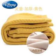 迪士尼（Disney）兒童保暖褲加厚寶寶毛線(xiàn)褲女童加絨褲熱能褲冬打底棉褲男童褲 女童加厚黃色 -羊胎絨 170 CM(褲長(cháng)95CM)