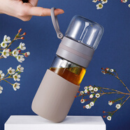 miGo 茶水分離玻璃杯創(chuàng)意泡茶杯子男女士便攜水杯學生花茶杯過濾杯 淺墨灰 400ml 400ml