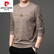 皮爾卡丹（pierre cardin）長(cháng)袖t恤男春秋季新款休閑圓領(lǐng)純棉衛衣加絨加厚體恤打底衫男裝 駝色 春秋款 J12 175【135-150斤】