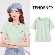 真維斯正肩短袖t恤女夏季2024年新款緊身顯瘦時(shí)尚百搭通勤風(fēng)半袖上衣GX 水綠-貼布花K M （建議90-100斤）