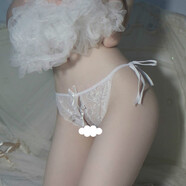 新臣作蕾絲開(kāi)檔丁字褲女生系帶短褲夏誘惑免脫超薄綁帶內褲 開(kāi)檔蕾絲-白（80-125斤） 1條