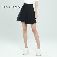 金苑（JINYUAN）半身裙女2023夏季新款高腰純色A字裙減齡百褶短裙百搭B232106 深藍 M
