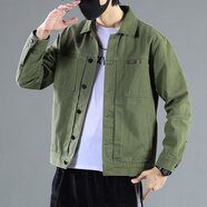 以純同款A21官網(wǎng)秋季純色牛仔外套男寬松潮牌工裝夾克in 軍綠色 M