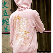 天龍致尊Denon supreme衛(wèi)衣男女潮牌秋季“國士無雙”刺繡套頭連帽衛(wèi)衣 9089粉紅色 M