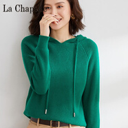 拉夏貝爾（La Chapelle）100純羊絨衫春秋帶帽羊毛衫女連帽加厚白色毛衣短衛(wèi)衣針織帽衫韓 純100自動發(fā)熱綠色 純100自動發(fā)熱S