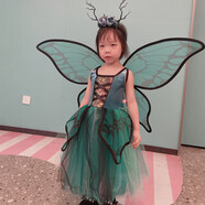 瑞央萬(wàn)圣節兒童服裝女童吸血鬼裝扮連衣裙女巫婆裙子演出服飾 新款藍色蝴蝶花仙子(不包含頭飾) 4T_適合身高95110厘米