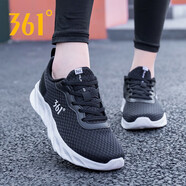 361°女鞋運(yùn)動(dòng)鞋女秋季新款透氣網(wǎng)面跑步鞋學(xué)生網(wǎng)鞋361度女士休閑鞋子 曜石黑/白2262 35