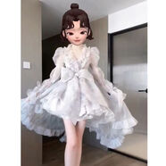 輔賓森系抹胸在逃公主裙夏季華爾茲拖尾套裝裙微蓬蓬裙子 暴力無(wú).骨軟紗裙撐 L