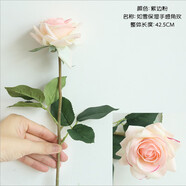 花藝赫家飾手感保濕仿真玫瑰花裝飾花干花客廳裝飾擺設(shè)仿真花束假花餐桌擺件 紫邊粉手感如雪角玫【5支】