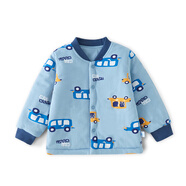 棉大班（MIANDABAN）兒童輕薄棉服春秋冬款嬰兒棉衣夾棉上衣男童寶寶棉襖內膽外套 灰藍汽車(chē) 120 CM