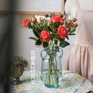 掬涵 旅人玫瑰保濕玫瑰花仿真花假花多層次精致仿真花婚慶祝?；ㄋ?獎(jiǎng)杯瓶B+12支