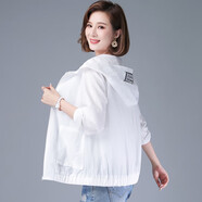 薄款外套女夏季新款中年女裝時(shí)尚休閑短款上衣空調衫年輕媽媽衣服 白色 L(90-110斤)