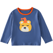 棉花堂童裝兒童針織圓領(lǐng)t2024秋季新款卡通長(cháng)袖小童寶休閑洋氣T打底衫x 系列3藏青 100cm