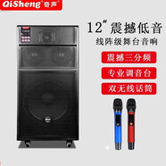 奇聲（QISHENG） 線陣三分頻戶外廣場(chǎng)舞音響便攜式拉桿電瓶音箱藍(lán)牙大功率低音炮無(wú)線擴(kuò)音器 LX183線陣12吋低音-雙話筒