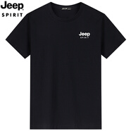 JEEP SPIRIT吉普短袖T恤男夏季新款棉質(zhì)圓領(lǐng)薄款休閑純色大碼體恤上衣寬松 9010黑色 3XL /155-170斤