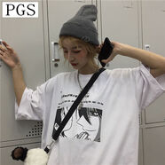 短袖t恤韓國ins同款夏季新款原宿風(fēng)人物印花寬松情侶上衣男女 人像印花白色 S