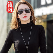 筱嵐半高領(lǐng)打底衫女秋冬2023秋薄款女式修身洋氣內(nèi)搭小衫純色上衣 黑色 S【薄款】