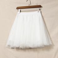 鴿白梨子白紗裙紗紗裙半身網(wǎng)紗裙女春秋高腰a字百褶半身裙超短裙蓬蓬裙夏 白色 均碼